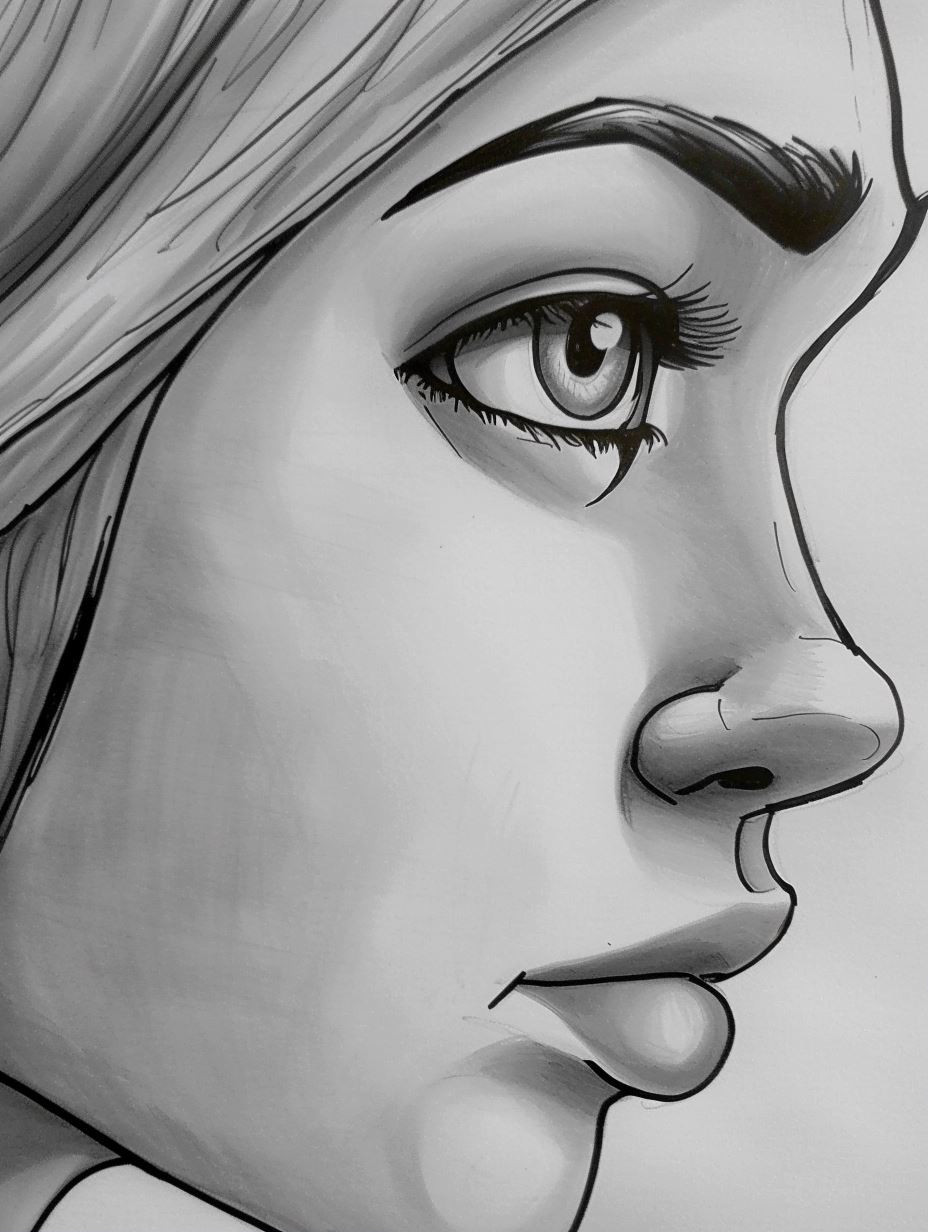 Monochrome Gaze Digital Sketch - Image 1