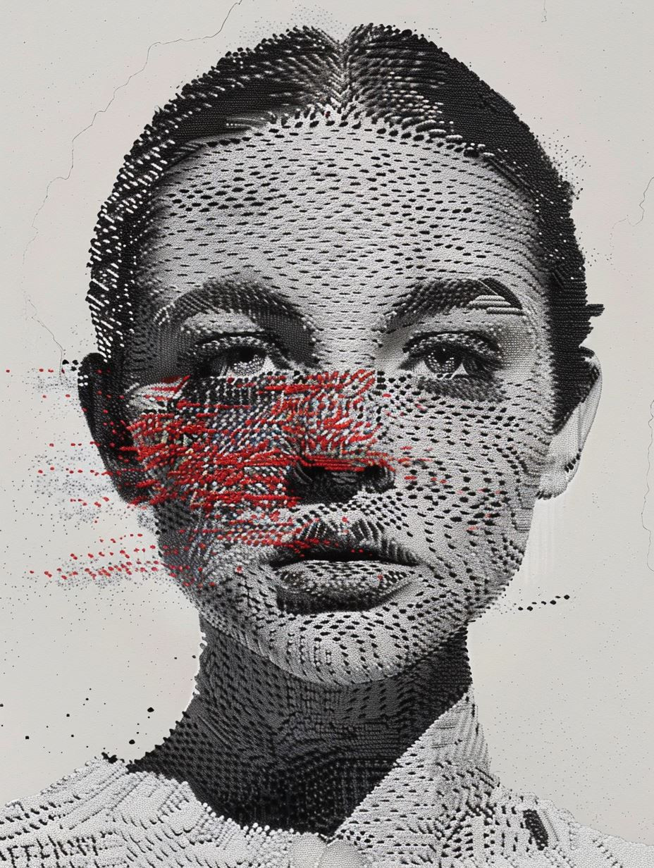 Intricate Stippled Portrait in Ink - Image 2