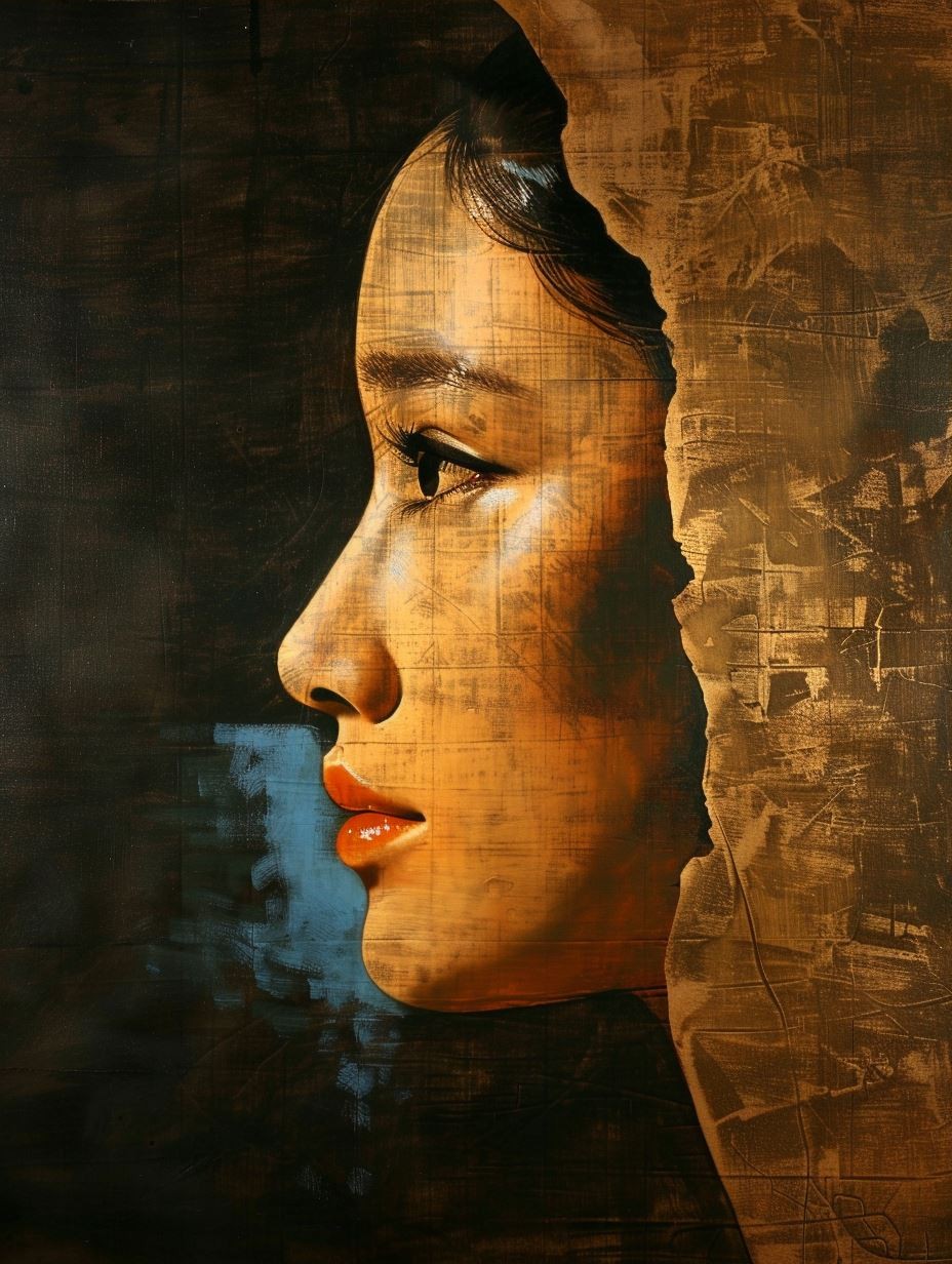 Ethereal Gaze in Ochre Tones - Image 3