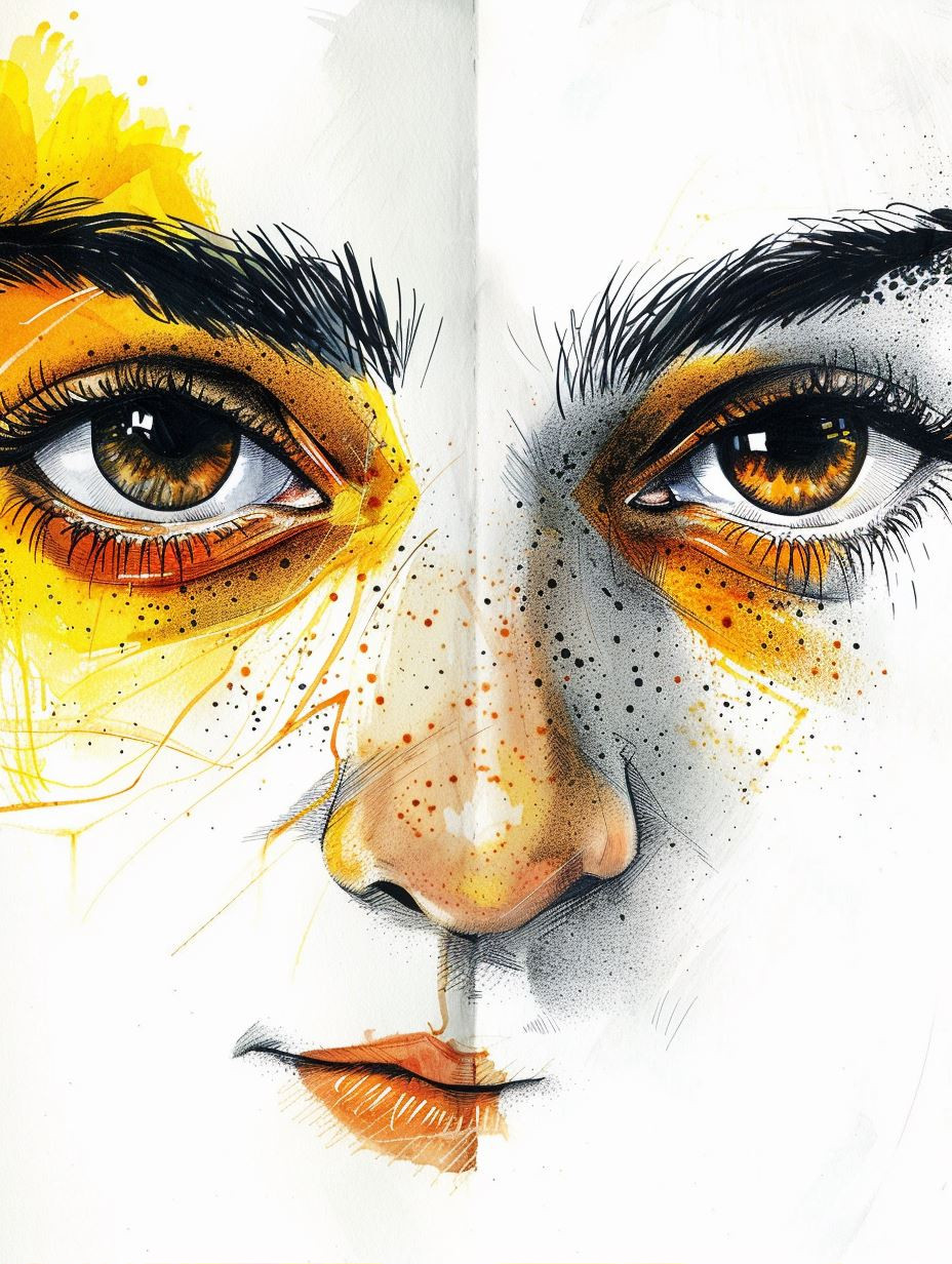Vibrant Watercolor Portrait Studies - Image 1