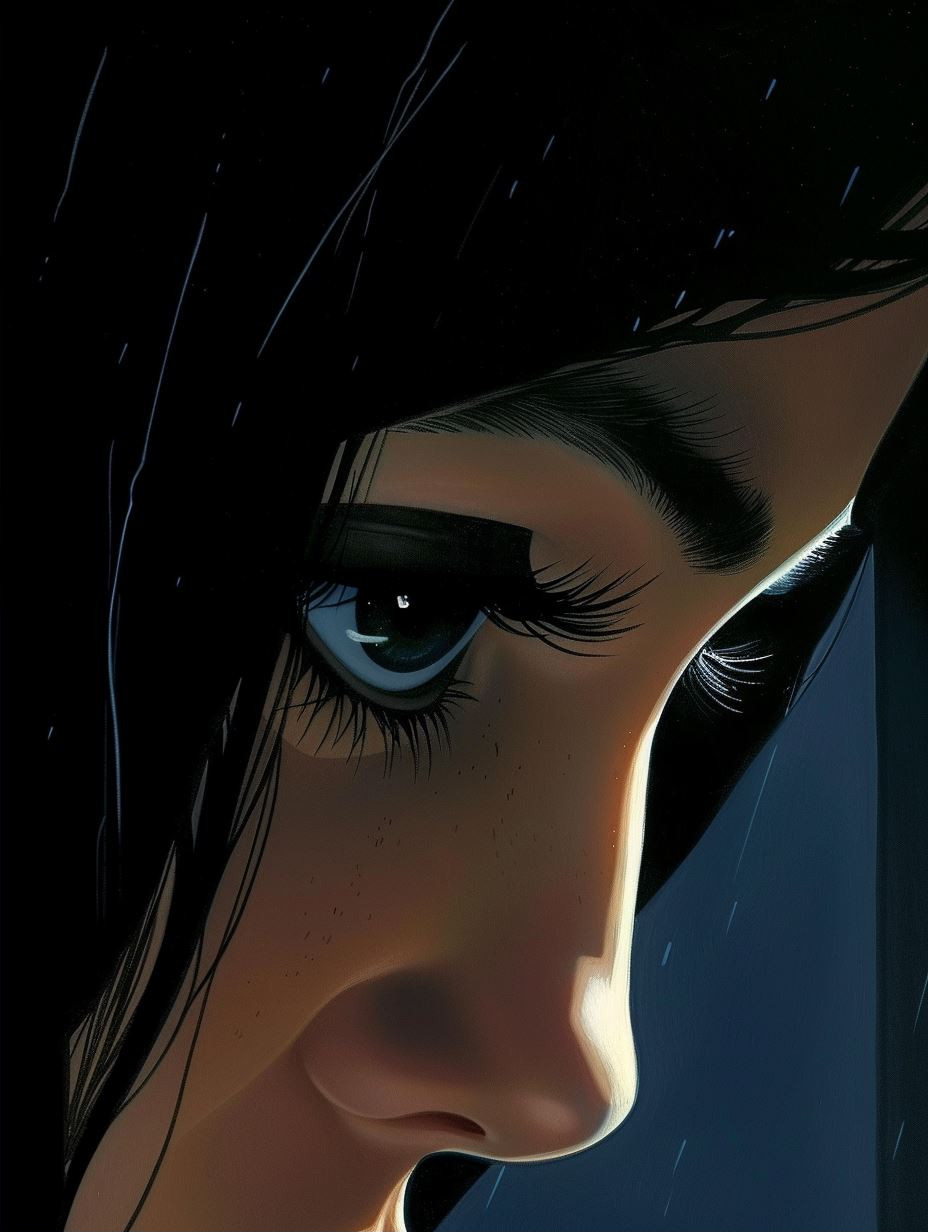 Intimate Gaze in Cinematic Shadow - Image 2