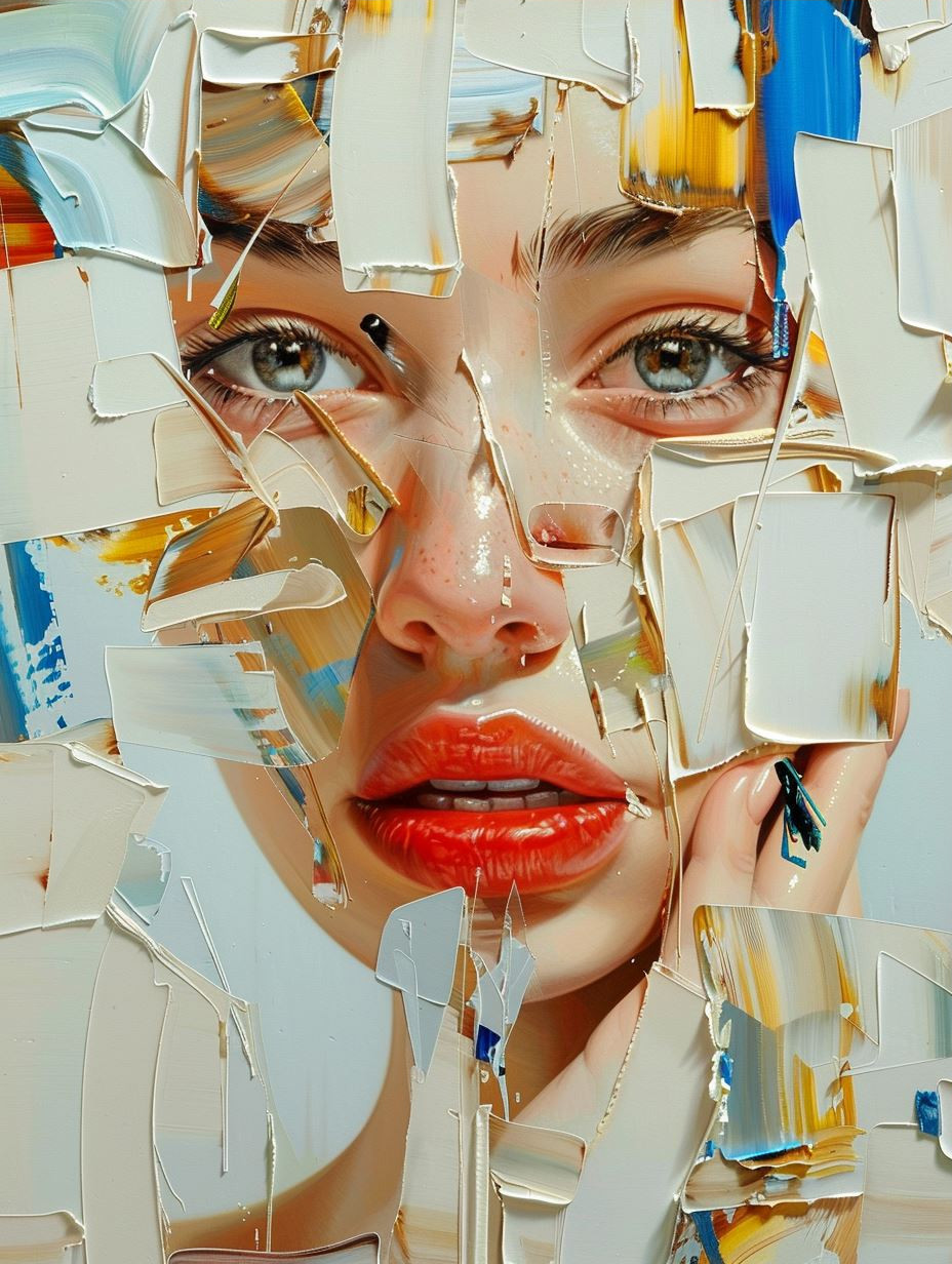 Fragmented Portraits in Textured Paint - Image 3