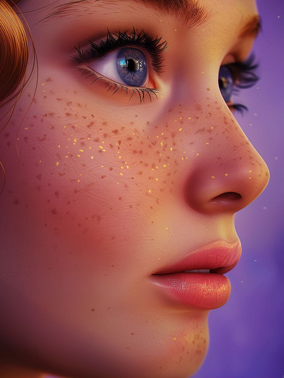 Ethereal Beauty in Golden Freckles - Image 1