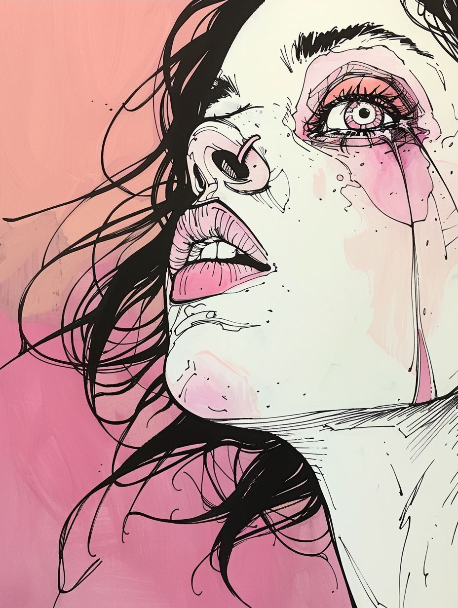 Ethereal Melancholy in Pink Ink - Image 3