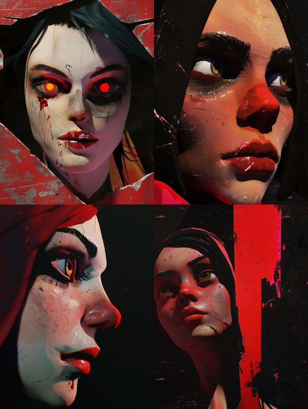 Haunting Gaze of Crimson Shadows