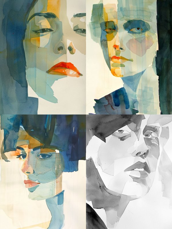 Fragmented Visions in Watercolor