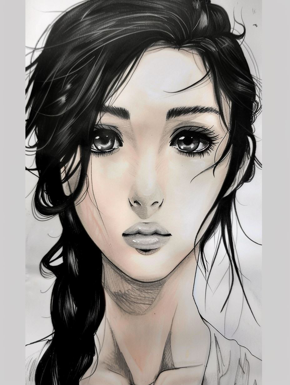 Ethereal Gazes: A Study of Feminine Grace - Image 1