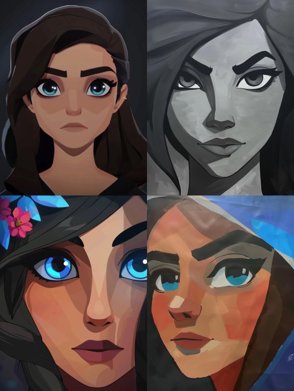 Digital Portraits of a Stylized Female Character