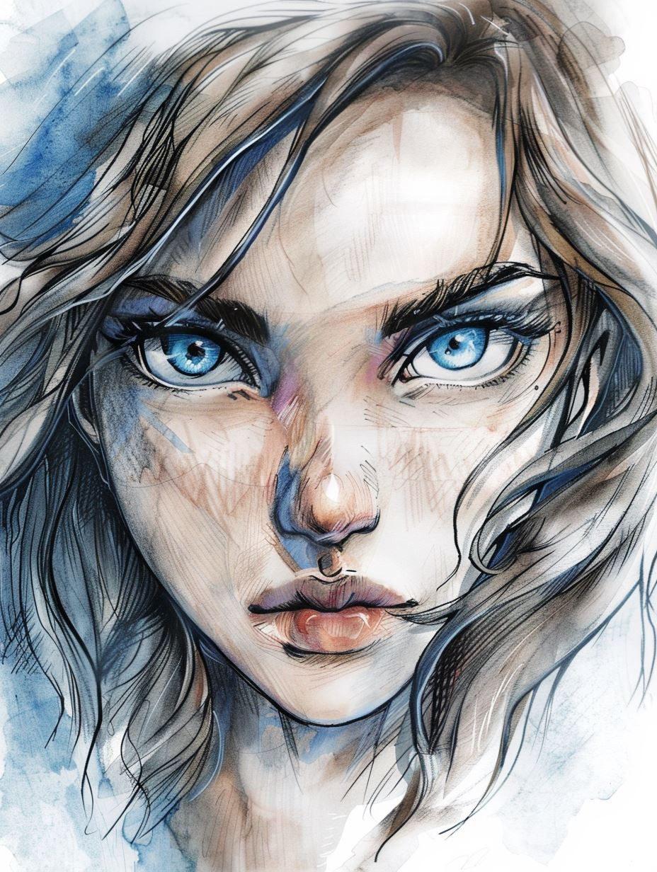 Ethereal Gazes in Ink and Wash - Image 3