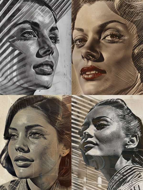 Vintage Cinematic Portraits Collage