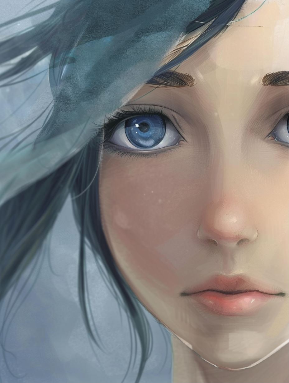Ethereal Gaze of Azure Dreams - Image 1