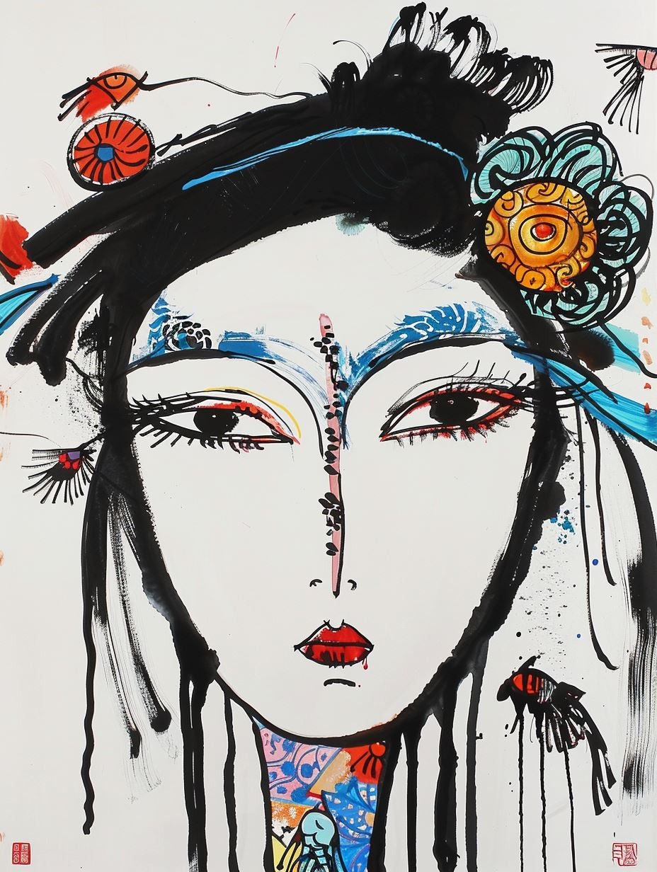 Abstract Faces in Bold Ink and Color - Image 3