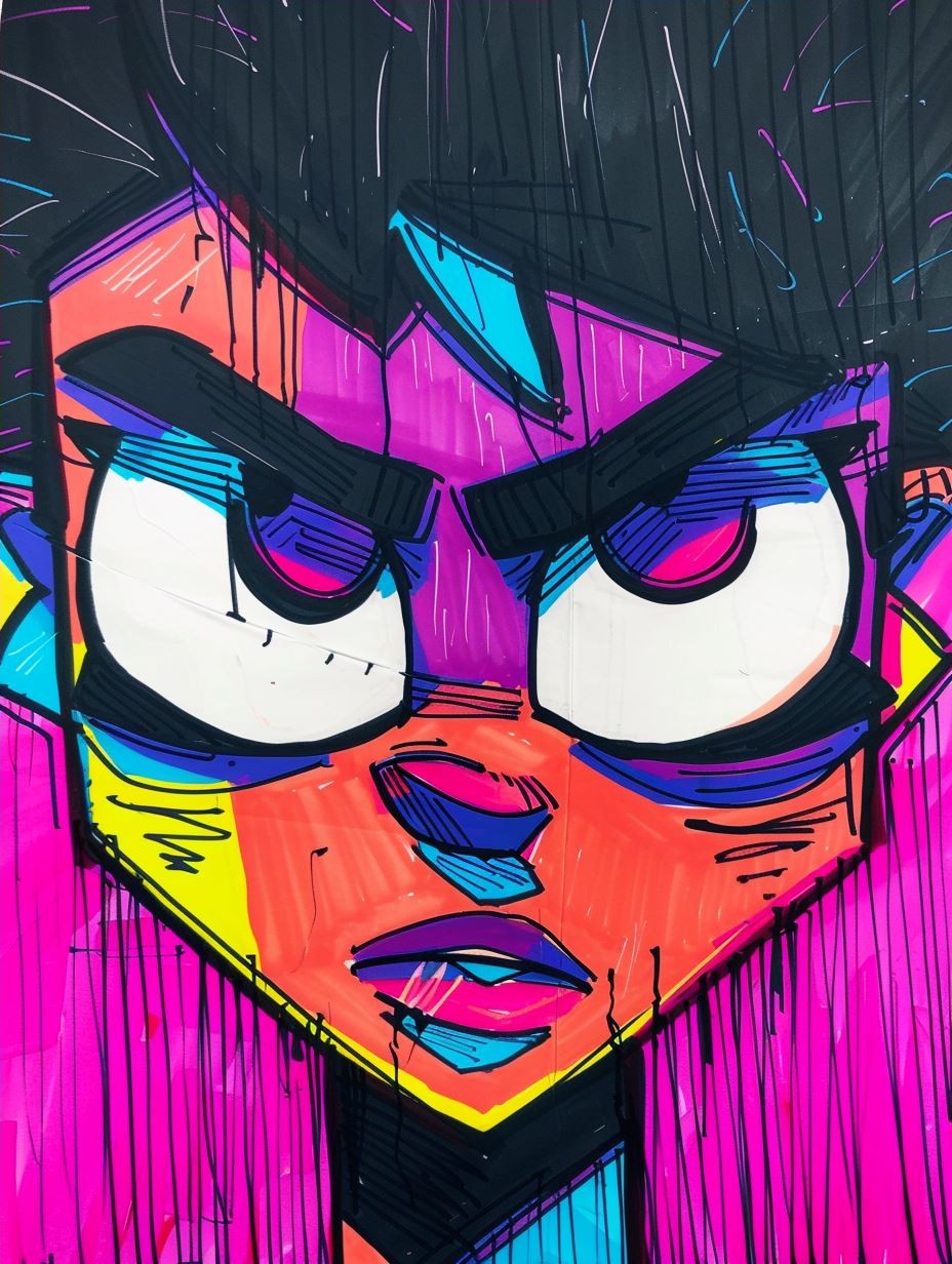 Neon Cyberpunk Emotional Portrait - Image 4