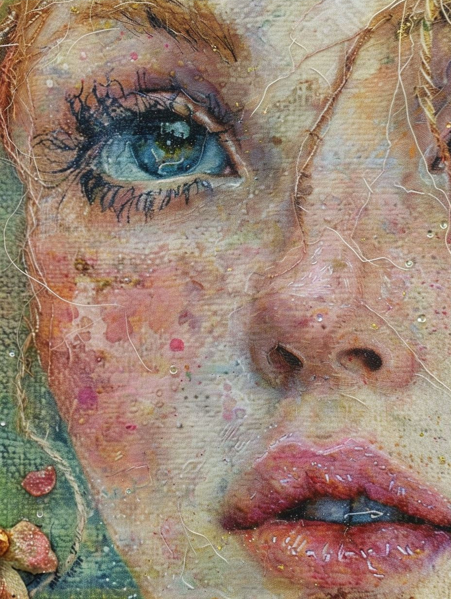 Ethereal Gaze in Cracked Canvas - Image 3