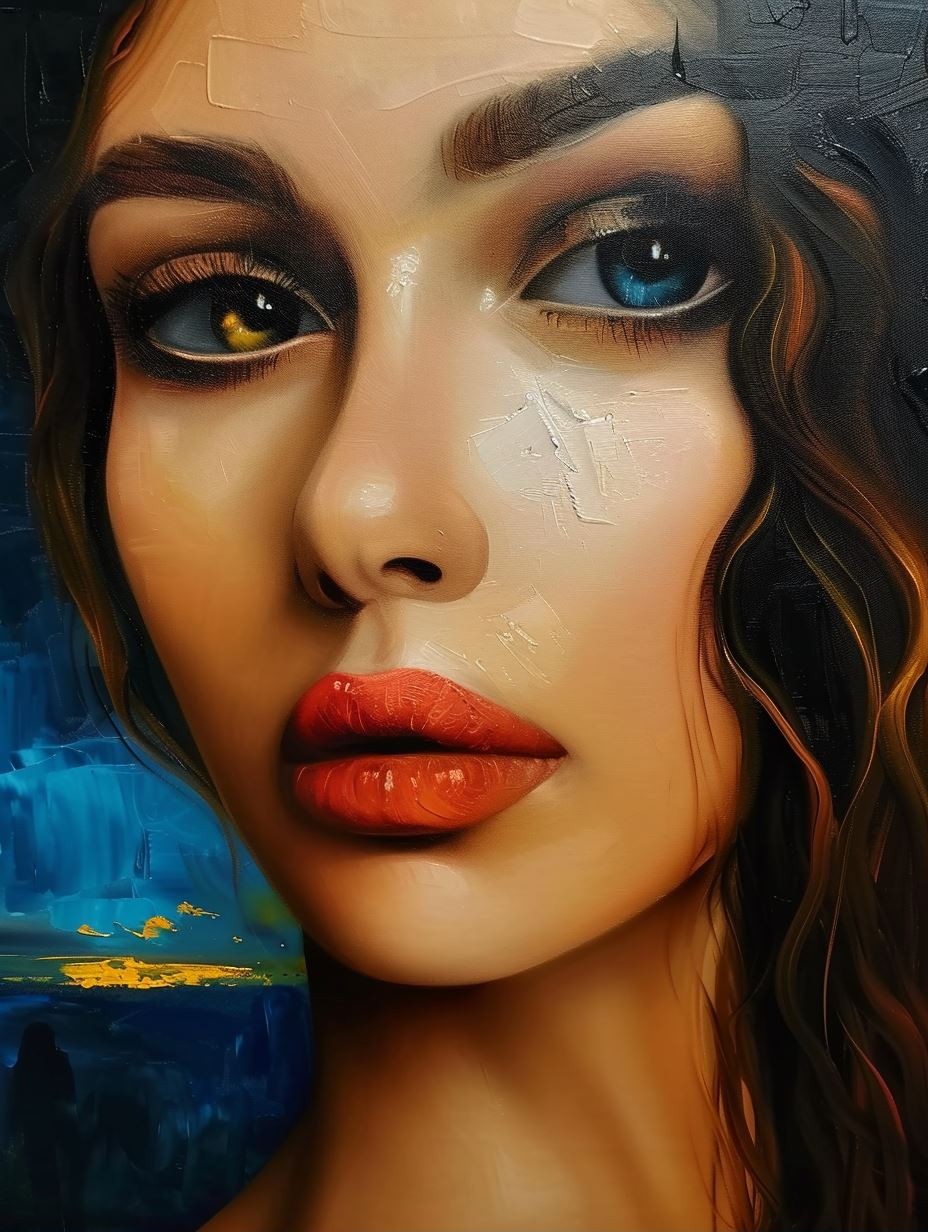 Dual Gaze Oil Portrait - Image 1