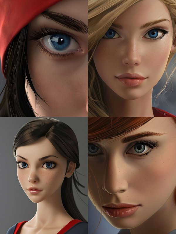 Digital Portraits of Stylized Female Faces