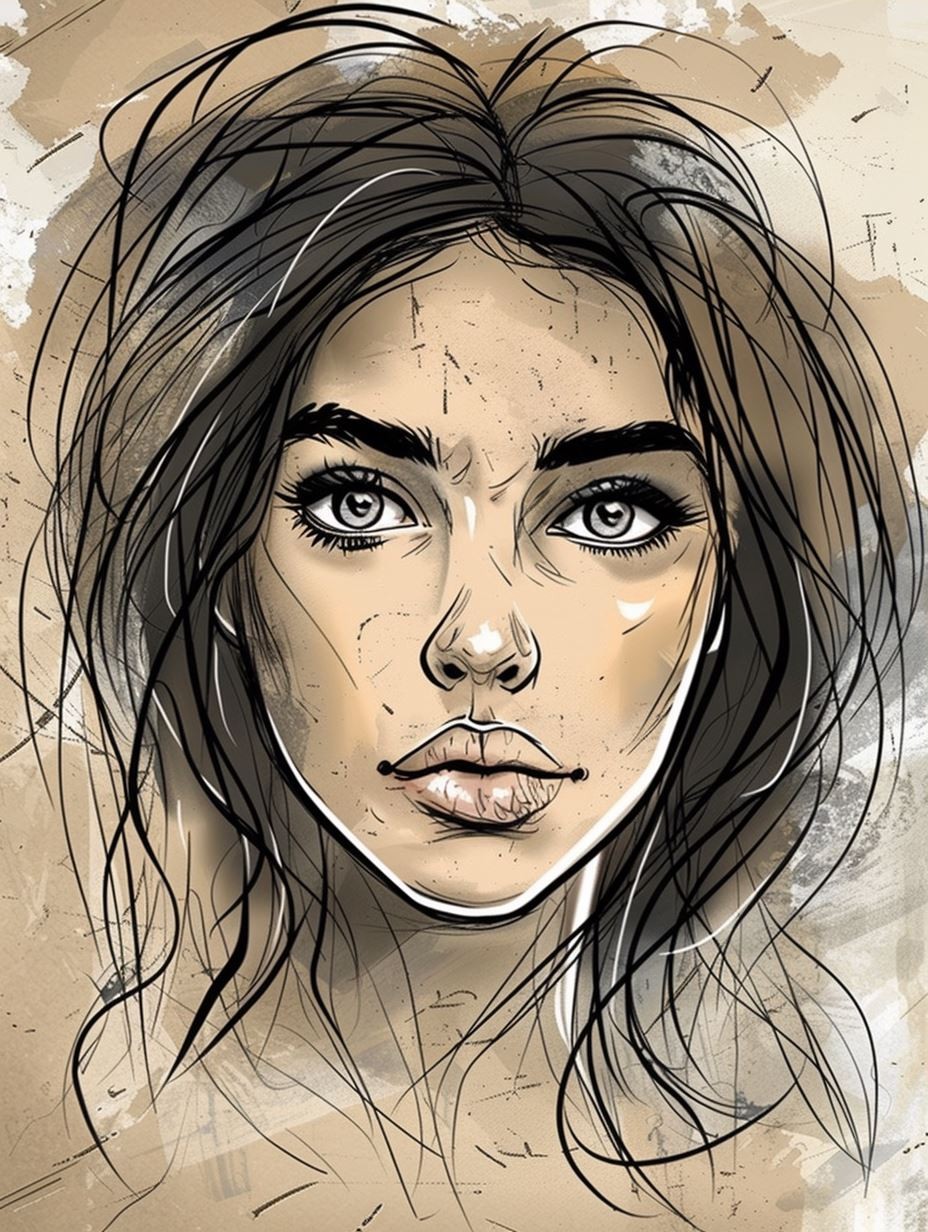 Urban Sketch Red Lip Portrait - Image 3