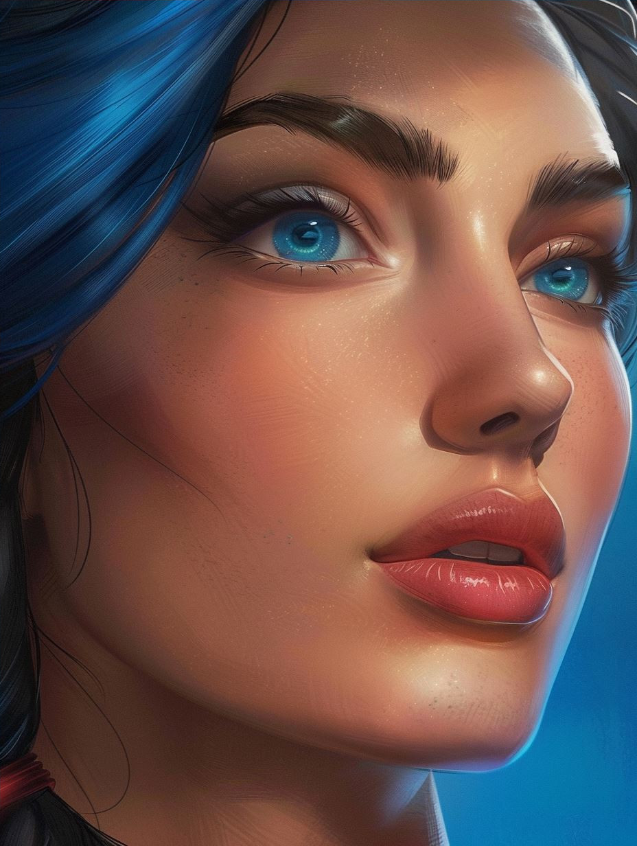 Ethereal Gaze of Neon Azure - Image 4
