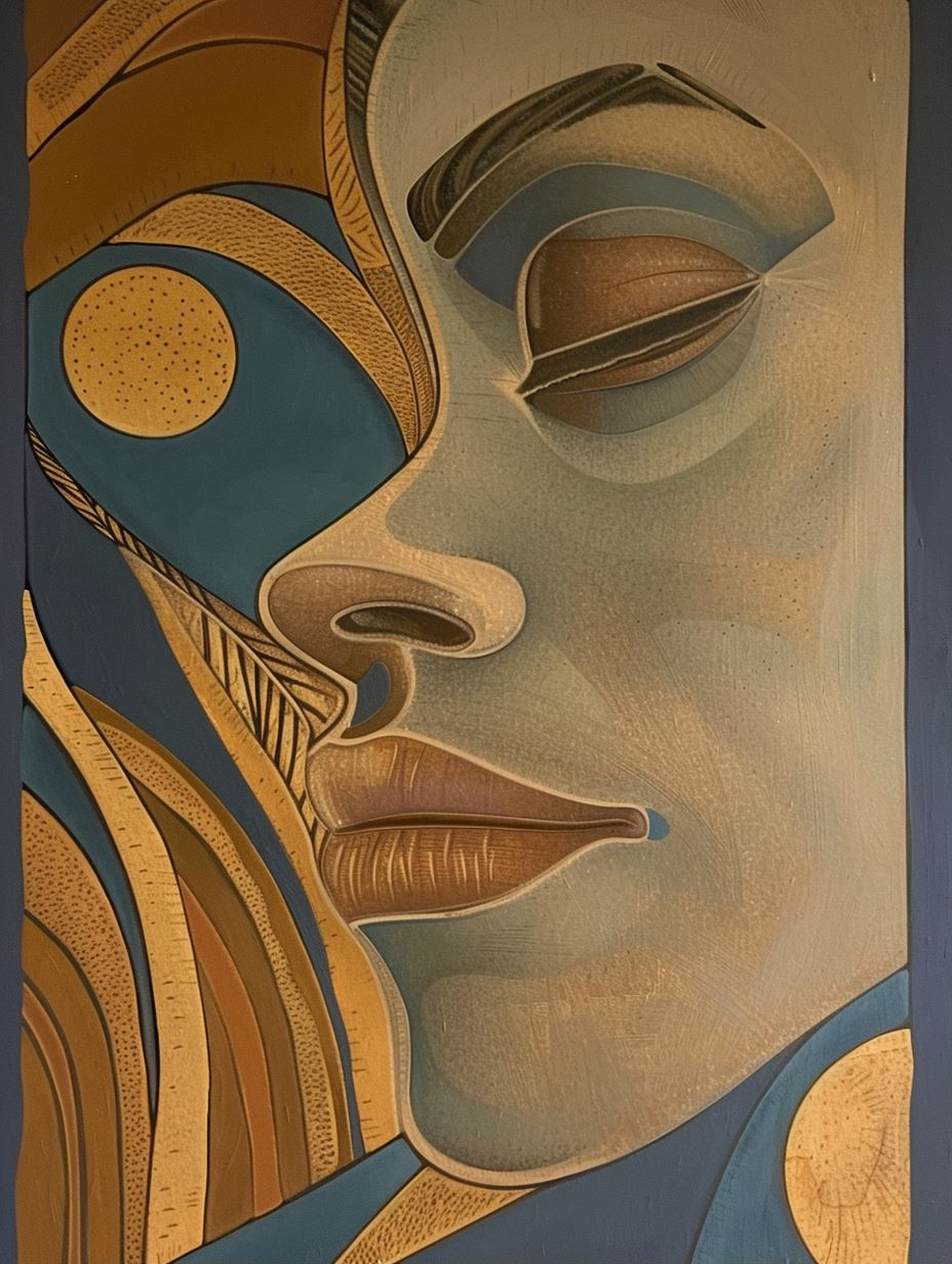 Abstract Ethereal Gaze in Gold - Image 1