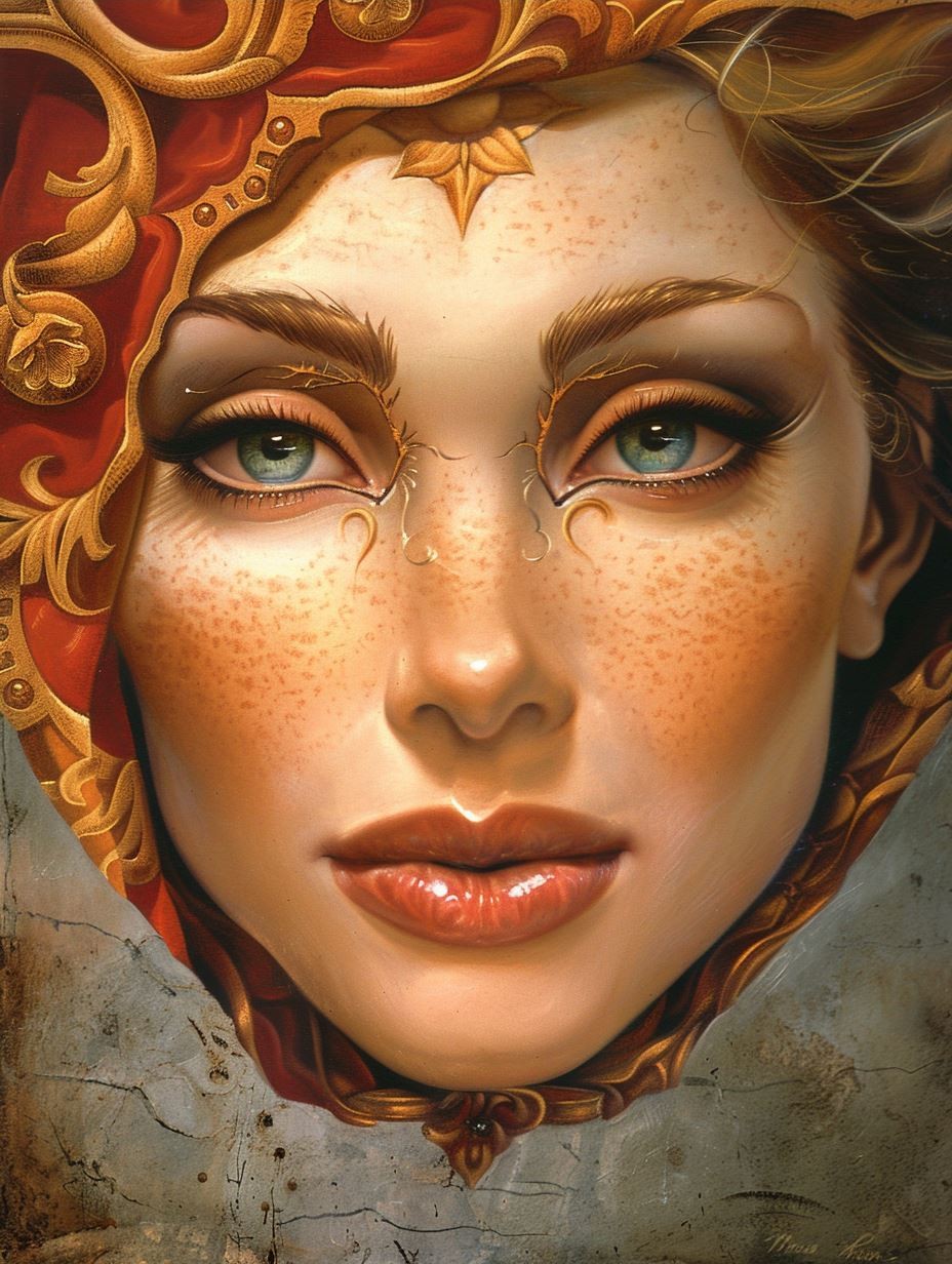 Ancient Gilded Portrait of Elegance - Image 3