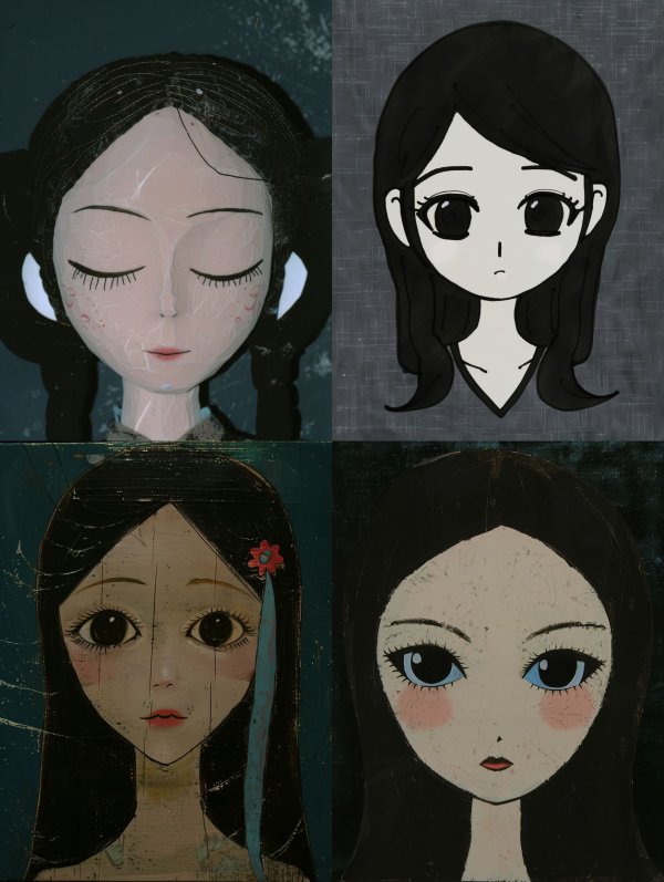 Four Stylized Portraits of Ethereal Women