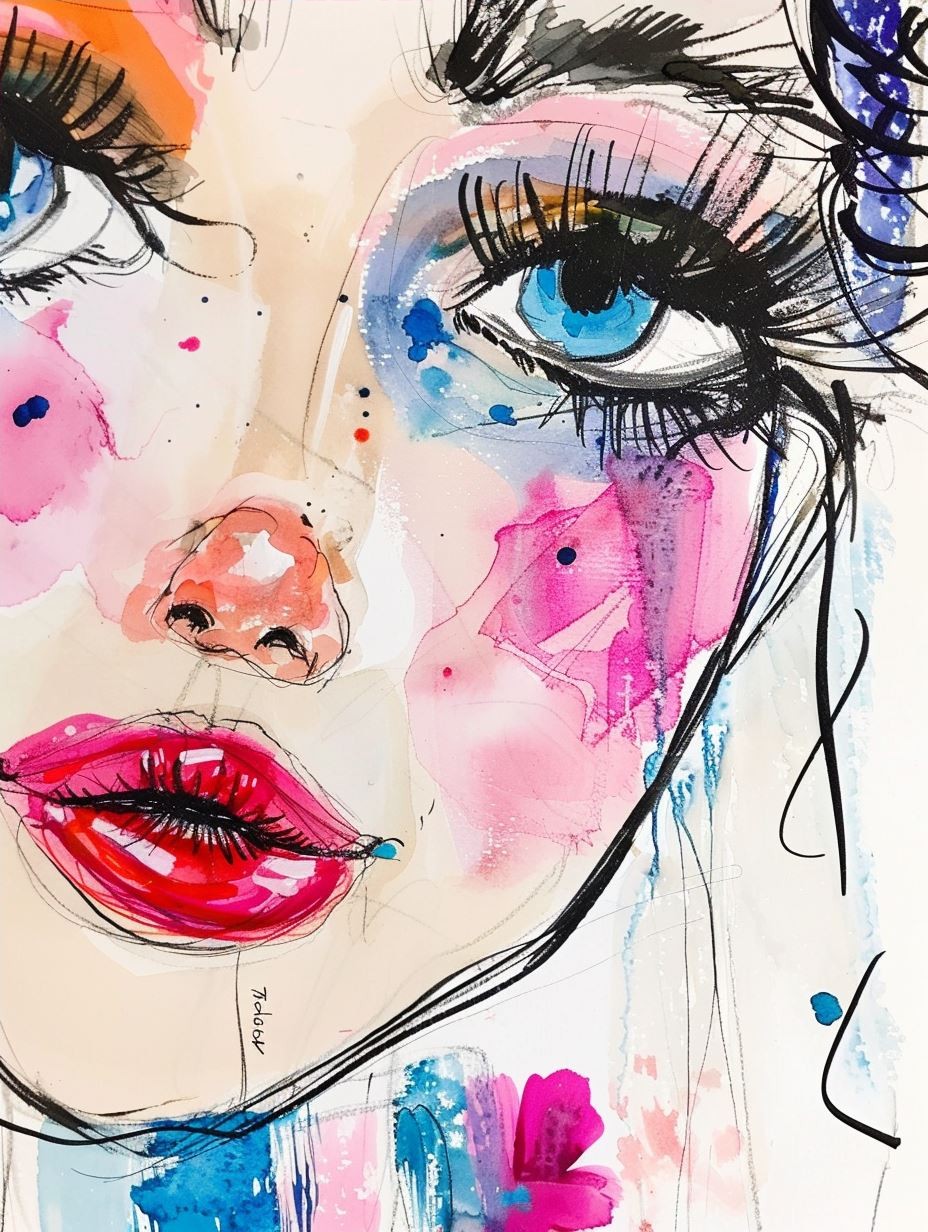 Vibrant Neon Abstract Portrait - Image 4
