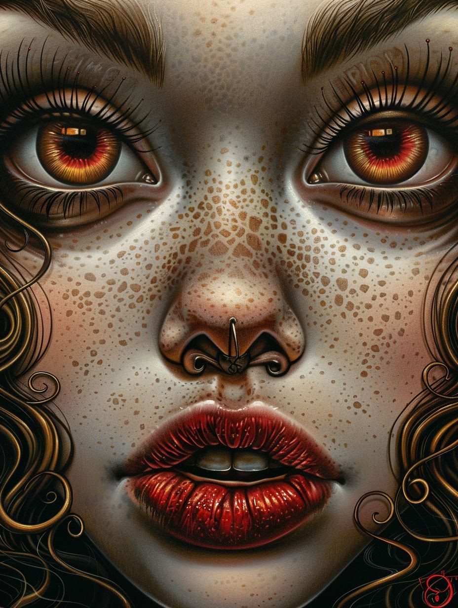 Melancholy Gaze of Freckled Beauty - Image 2