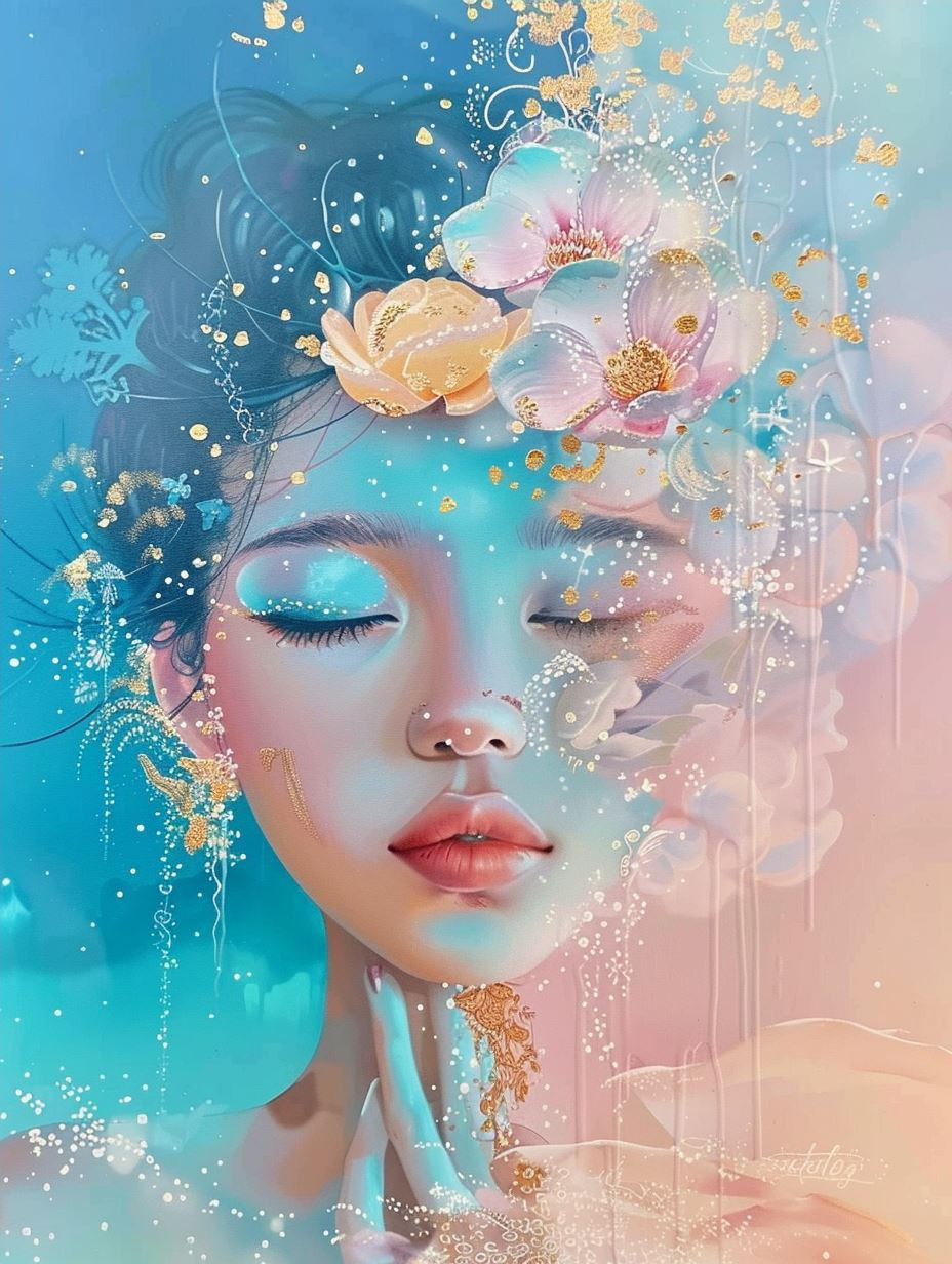 Ethereal Azure Dreamscape Portrait - Image 4