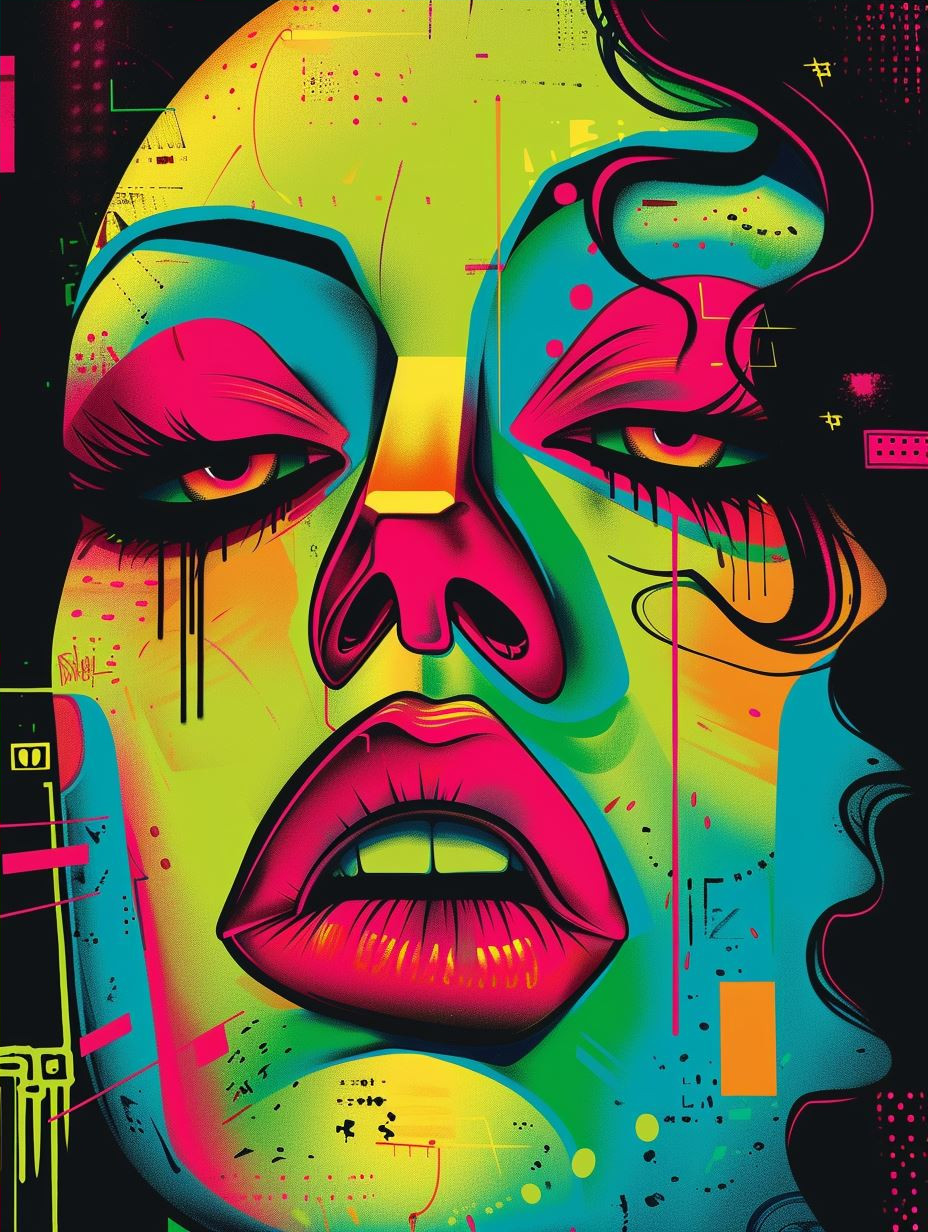 Neon Dreams: Psychedelic Portrait Collage - Image 4