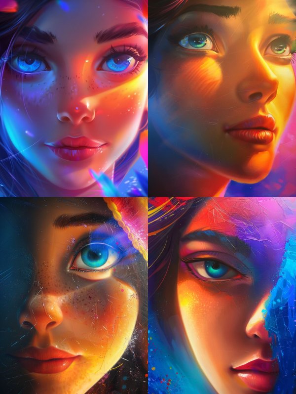 Neon Dreams: A Prism of Portraits