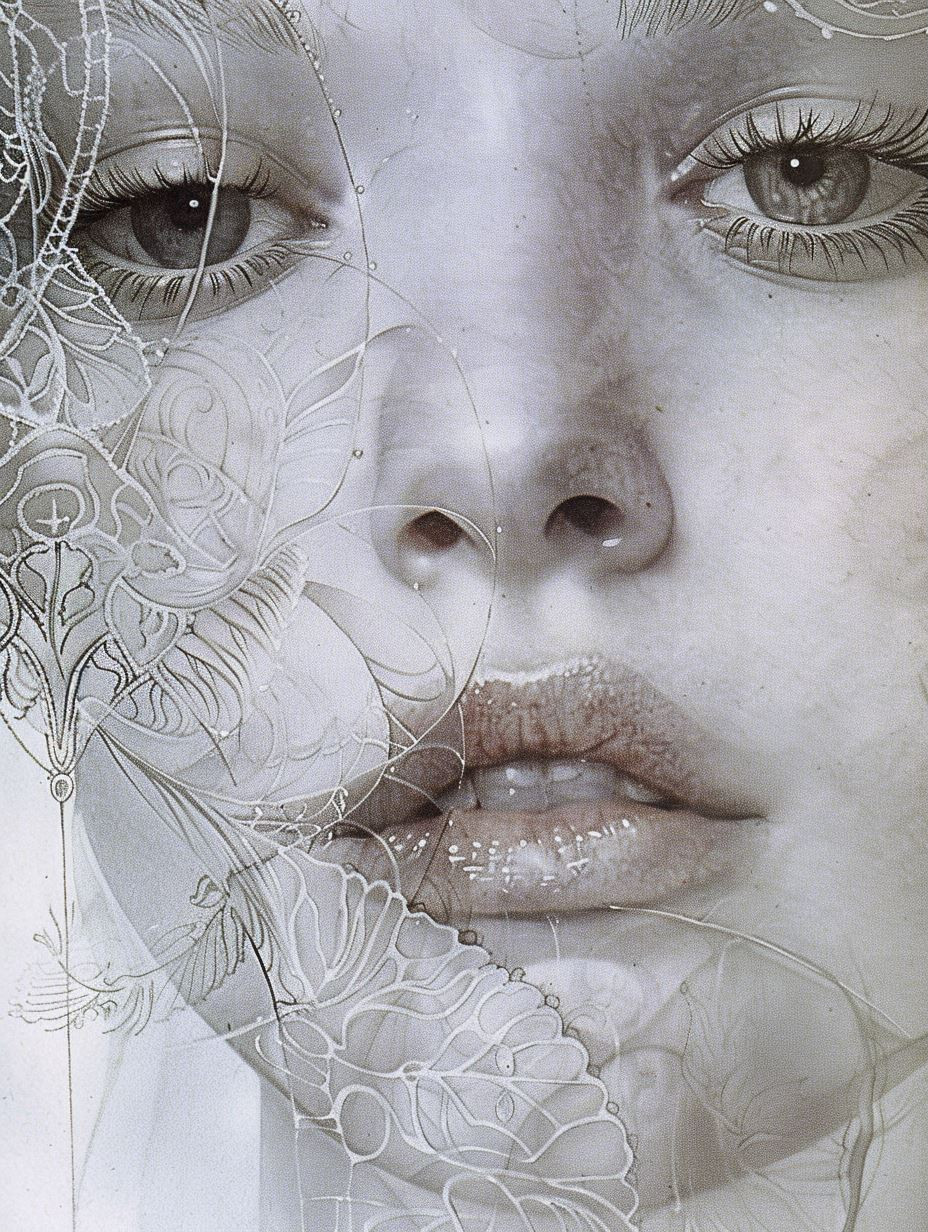 Ethereal Lace and Porcelain Gaze - Image 1
