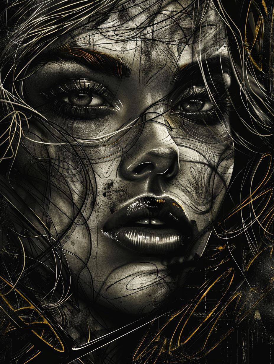 Gilded Shadows Noir Portrait