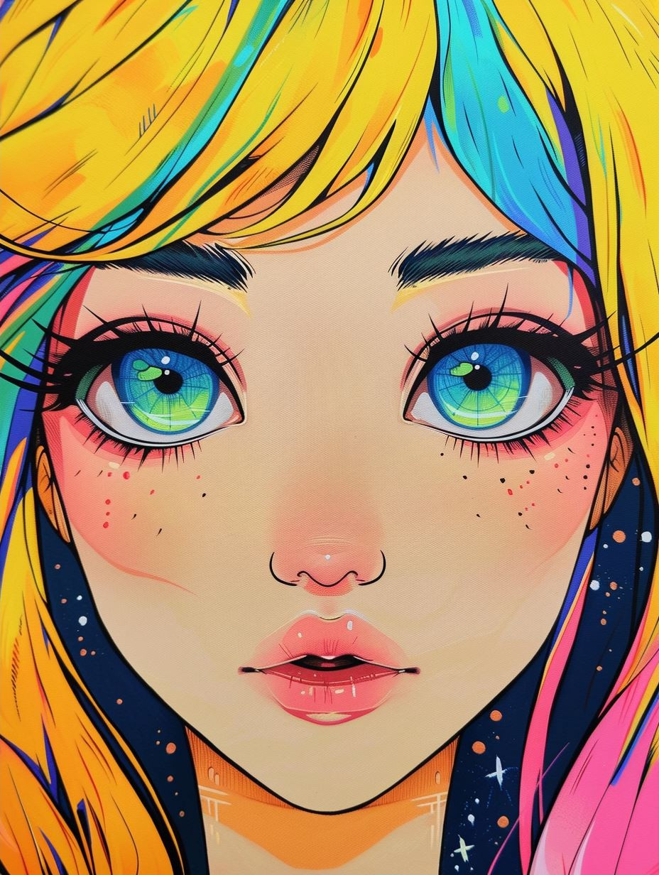 Vibrant Neon Prism Portraits - Image 2