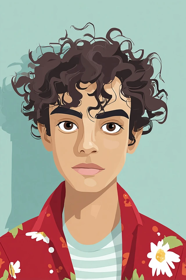 Modern Curly Portrait - Image 1