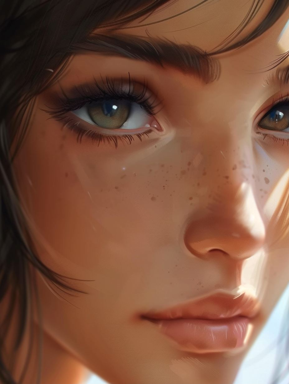 Ethereal Gaze: Digital Portrait Study - Image 1
