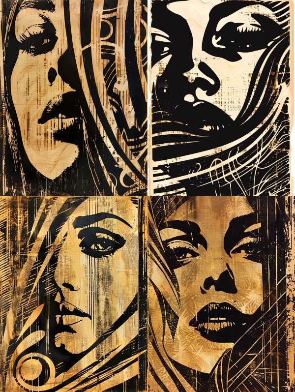 Golden Shadows Abstract Portraits