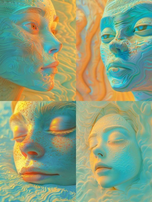 Surreal Liquid Portraits in Neon Hues