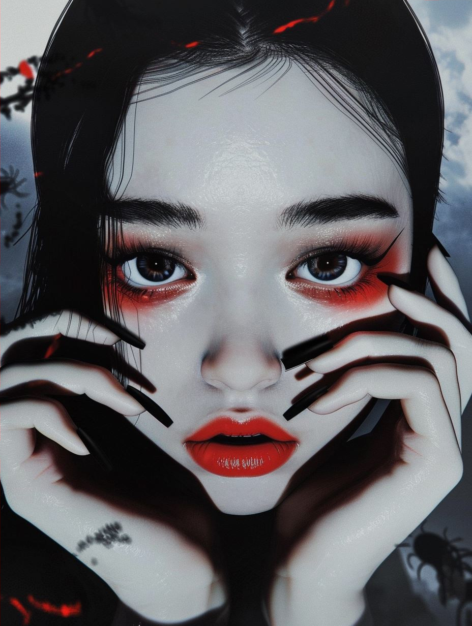 Crimson Gothic Noir Portraits - Image 4