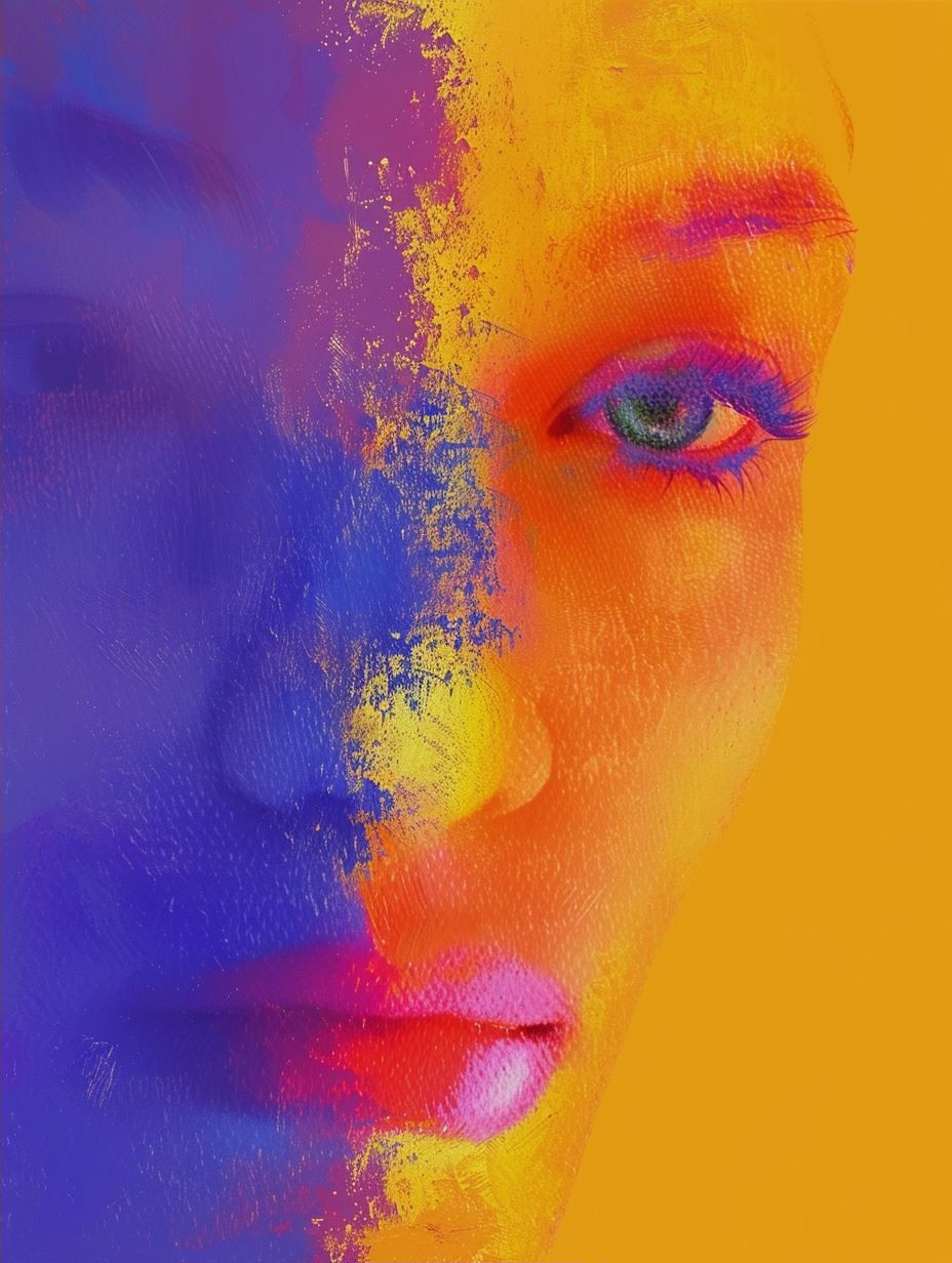 Vibrant Dual Tone Portrait Study - Image 2