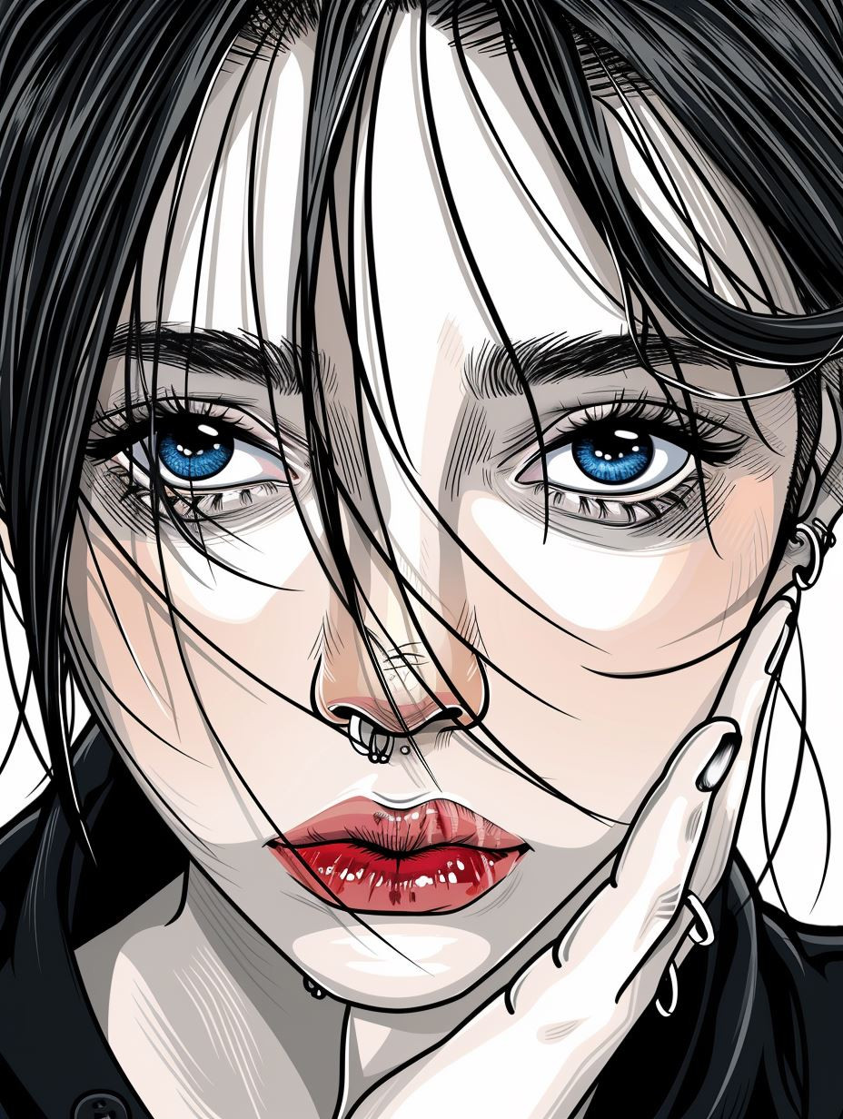 Edgy Cyberpunk Ink Portraits - Image 1