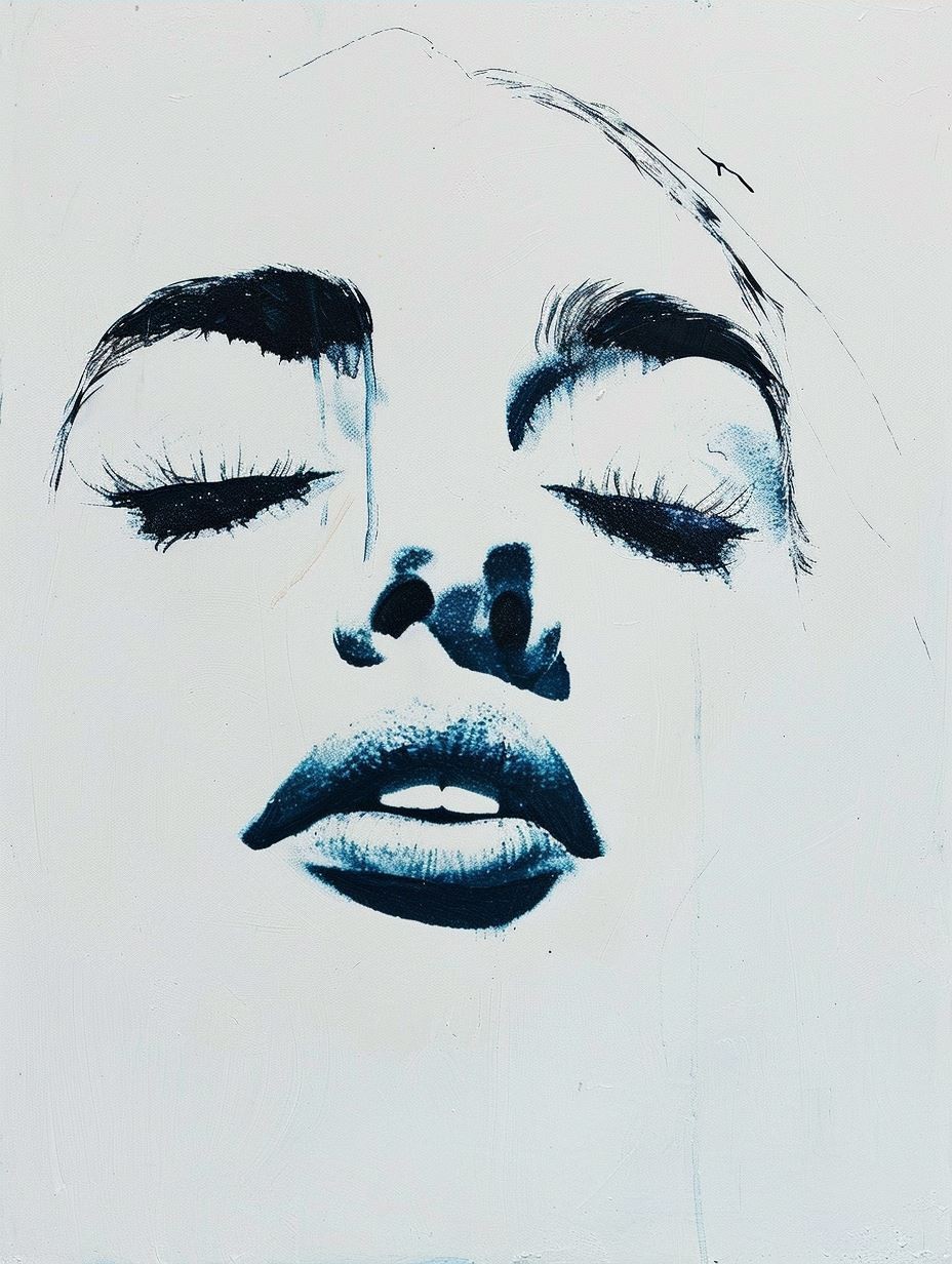 Azure Brushstroke Beauty Portrait - Image 3