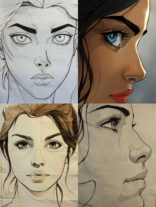 Diverse Female Portrait Art Studies