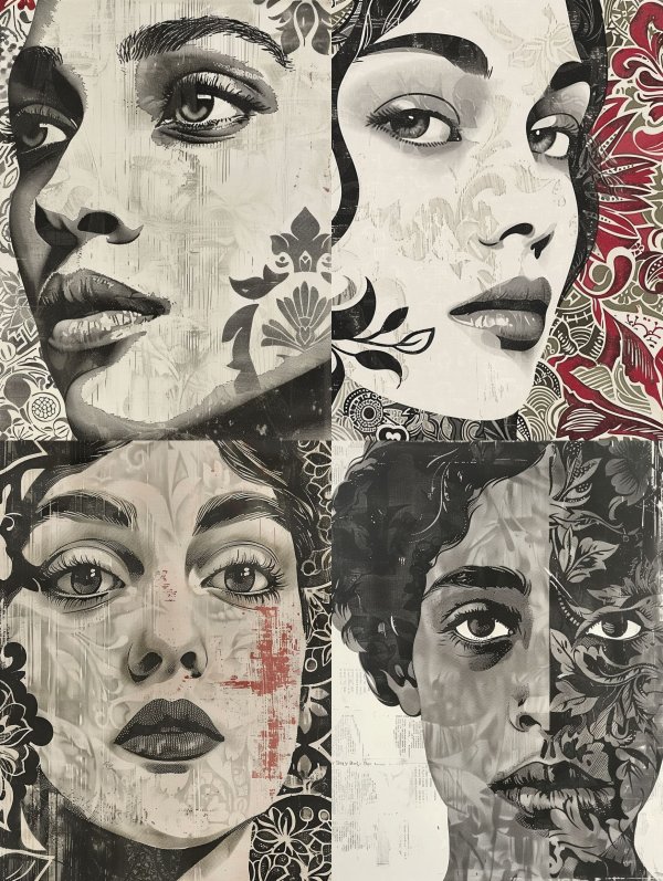 Floral Fusion Portraits of Four Women