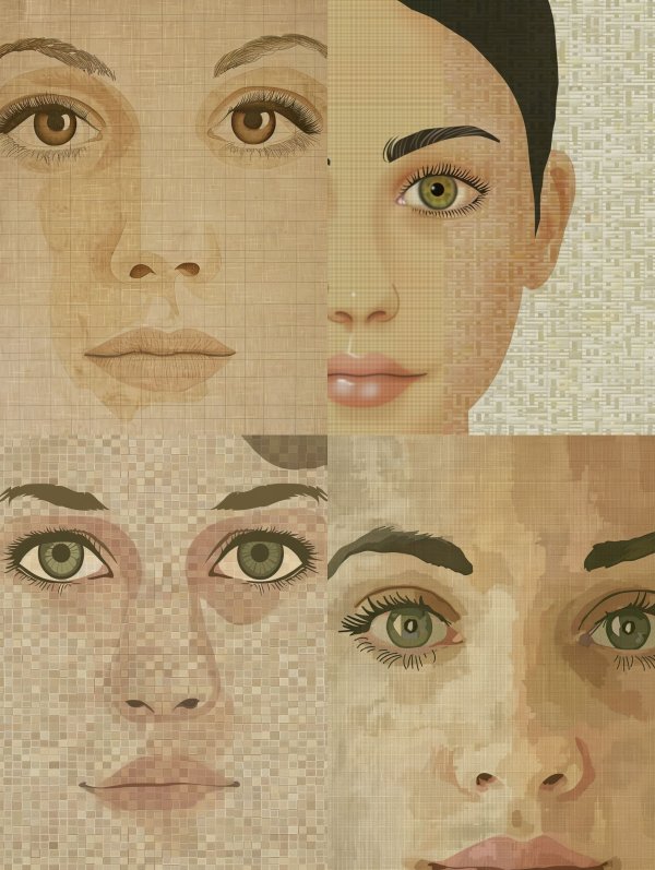 Digital Portraits in Textured Mixed Media