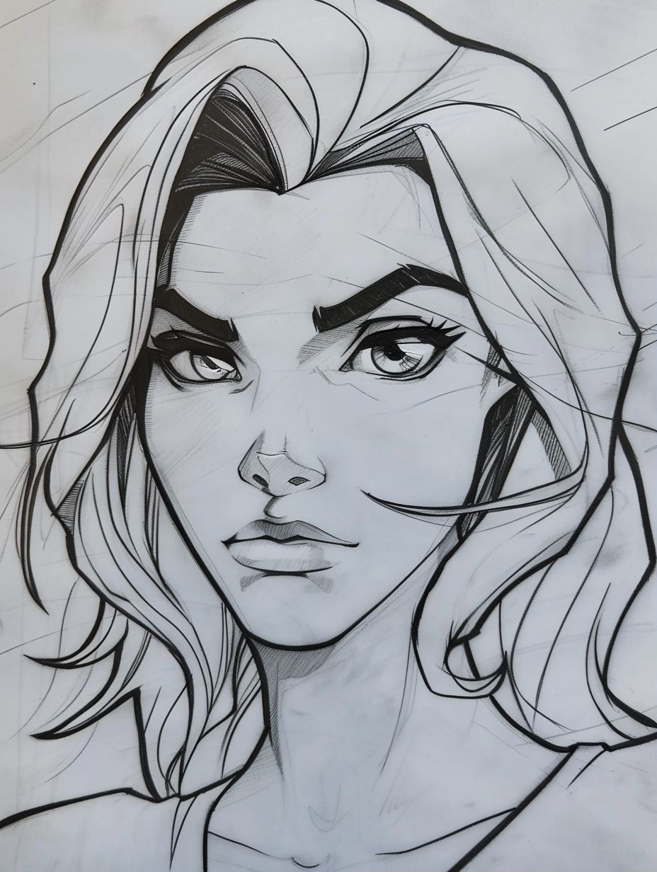 Bold Monochrome Ink Portrait - Image 1