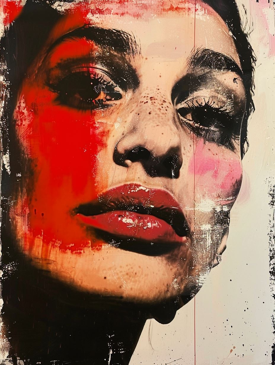 Fragmented Gazes in Red and Black - Image 2