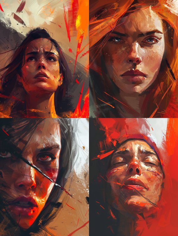 Emotional Portraits in Fiery Hues
