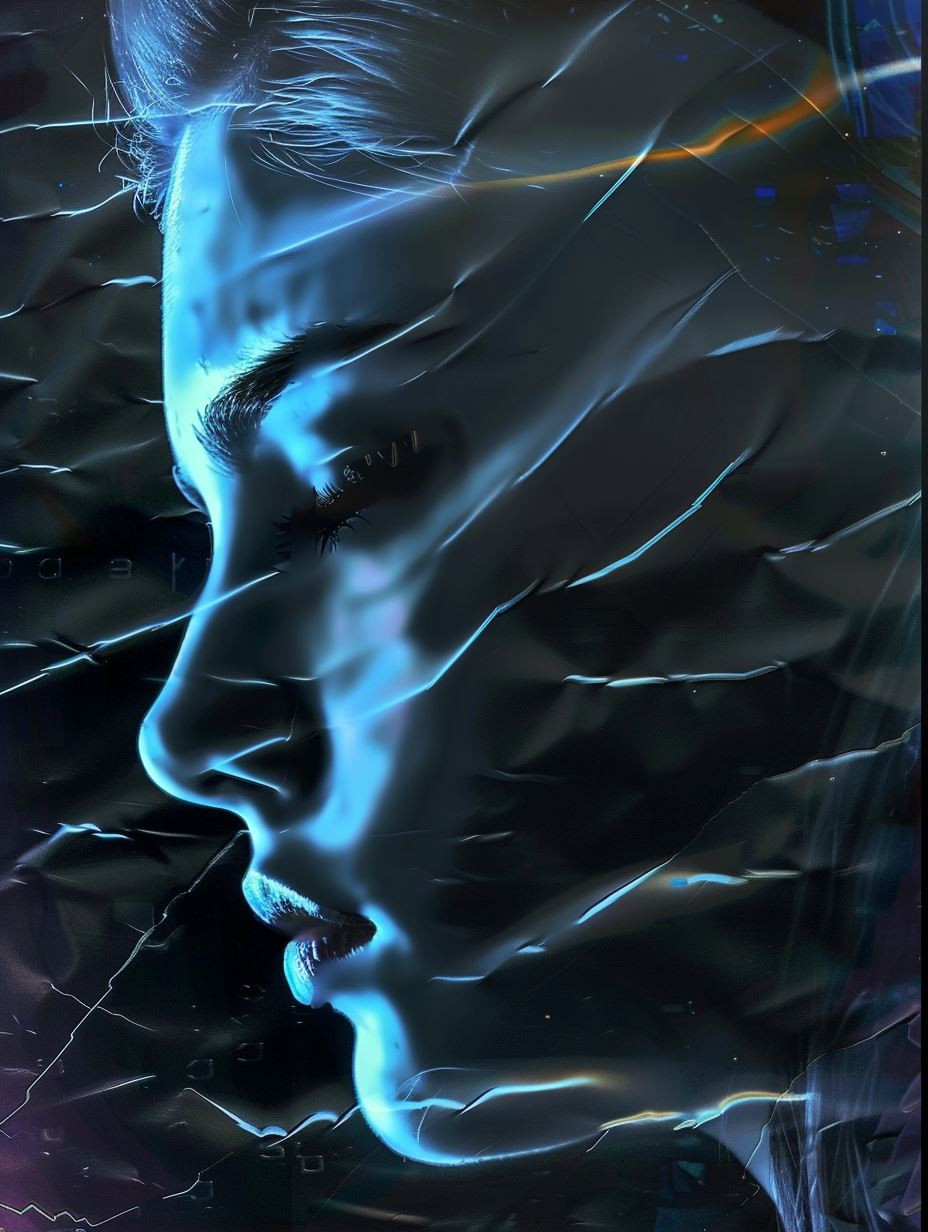 Neon Gaze Through Shattered Glass - Image 2