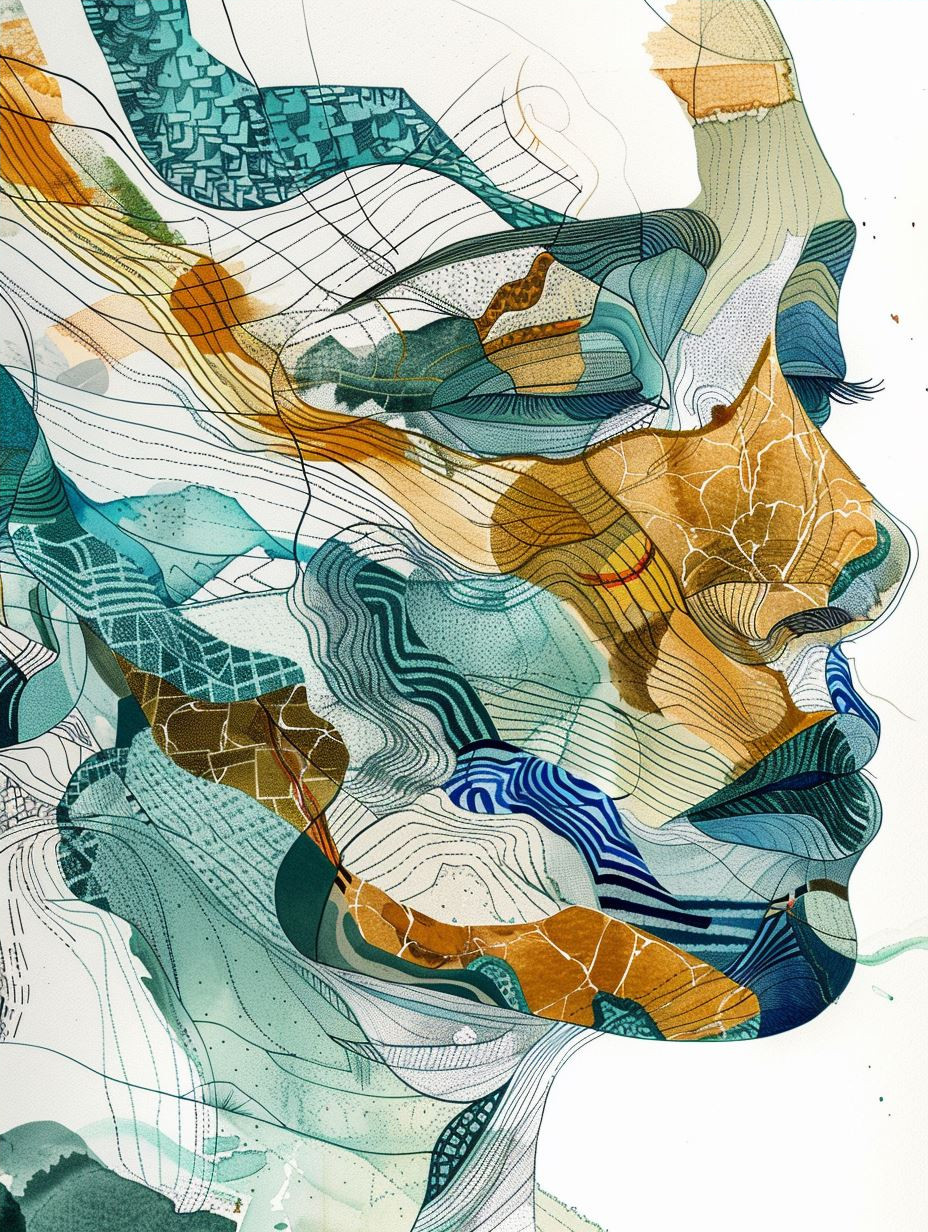 Fragmented Azure Geometric Portrait - Image 4