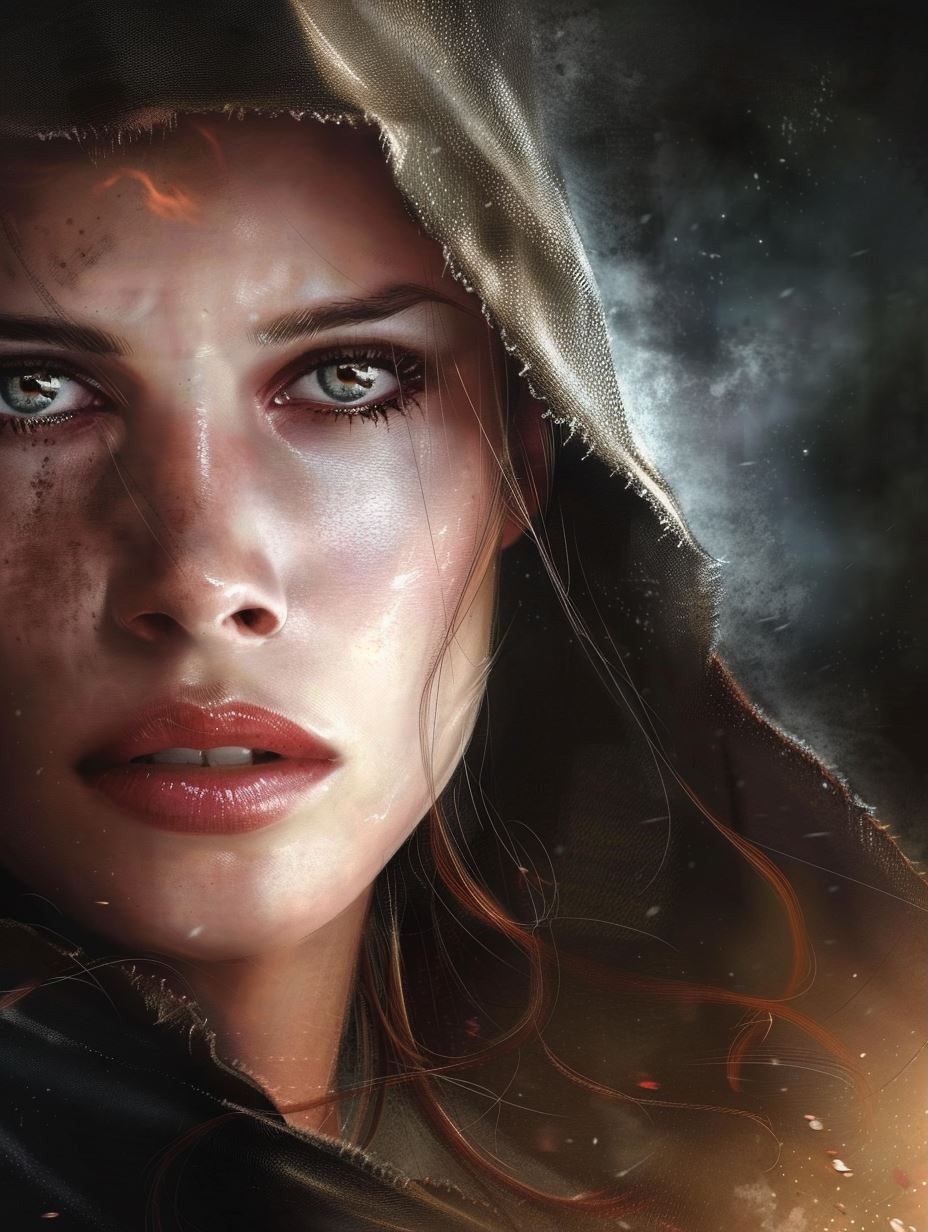 Ethereal Gaze in Shadowed Mist - Image 1